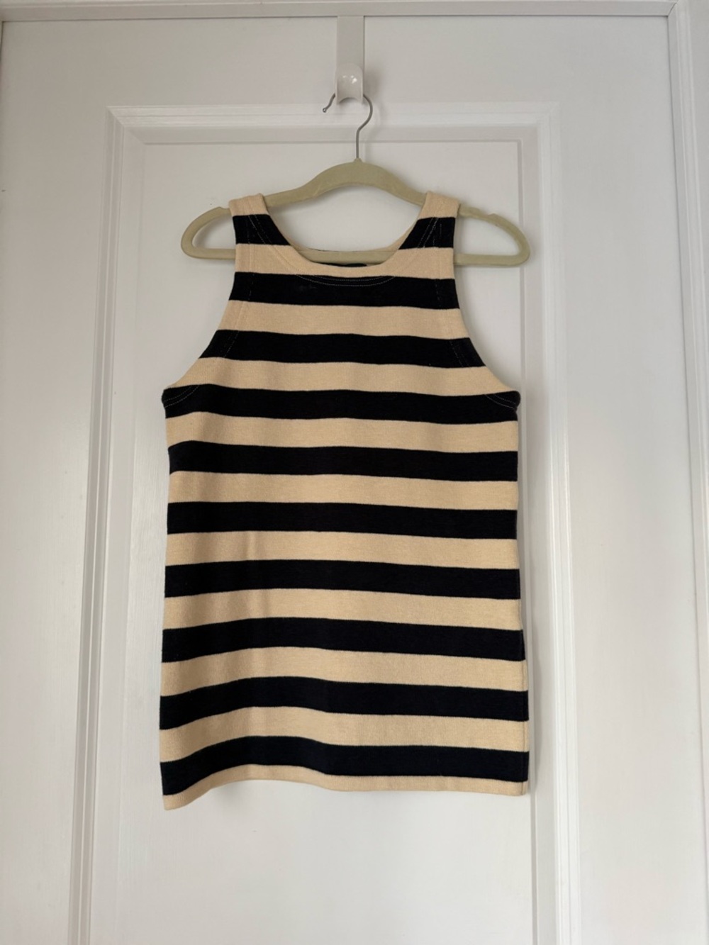 Ralph Lauren Striped Sleeveless Knit Tank Top - Black and Cream